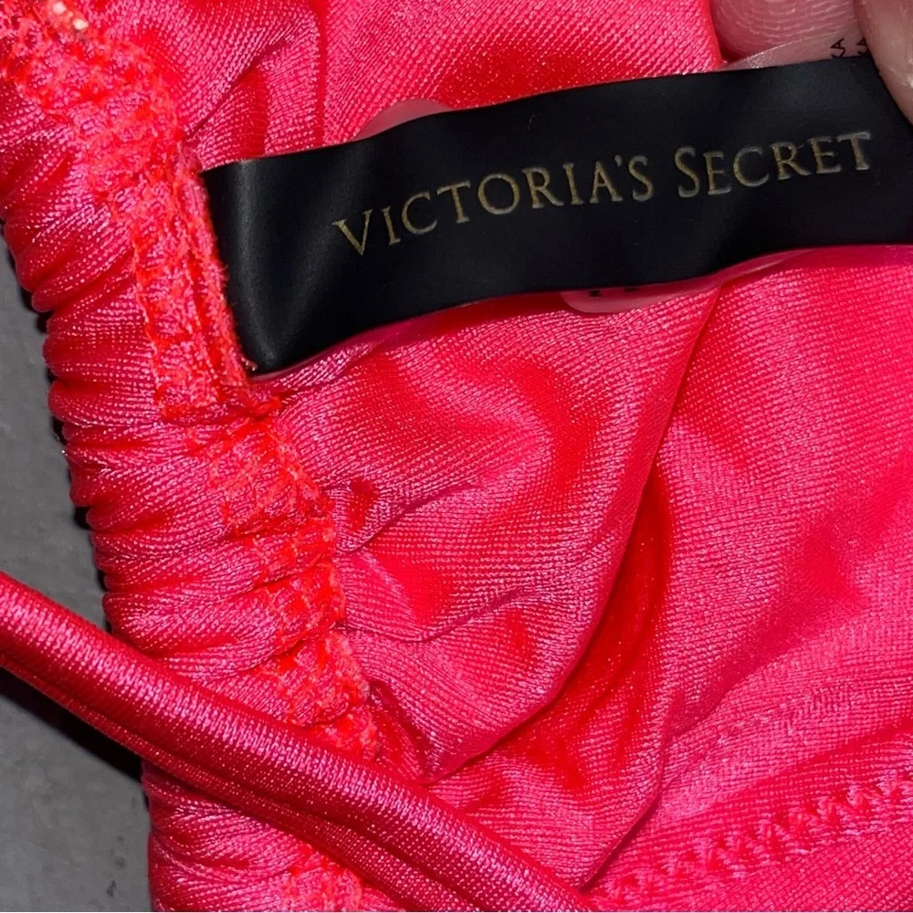 Victoria’s Secret Neon Coral Pink Cutout Halter Bikini Top
